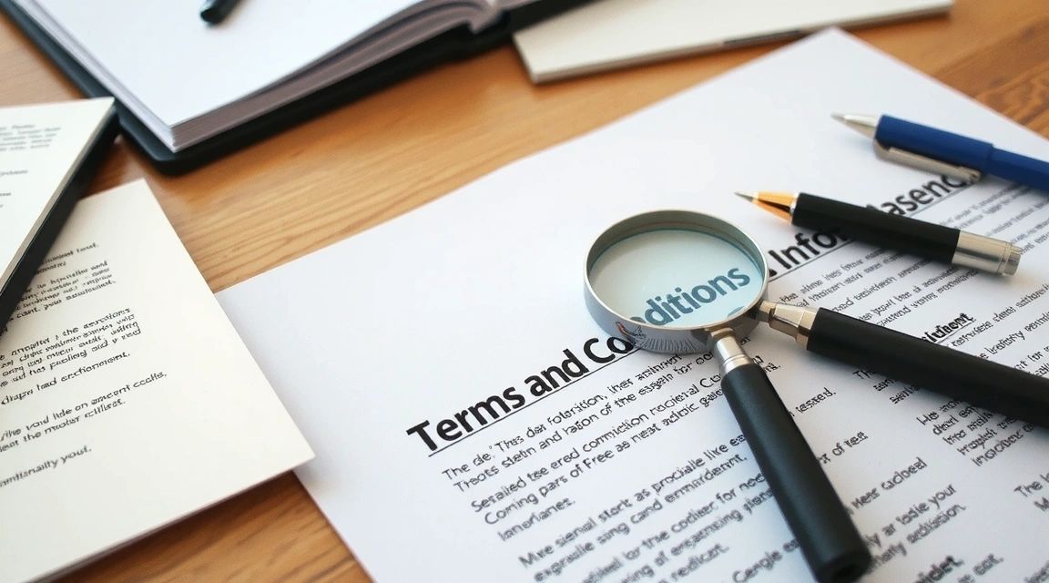 Legal documents and a magnifying glass